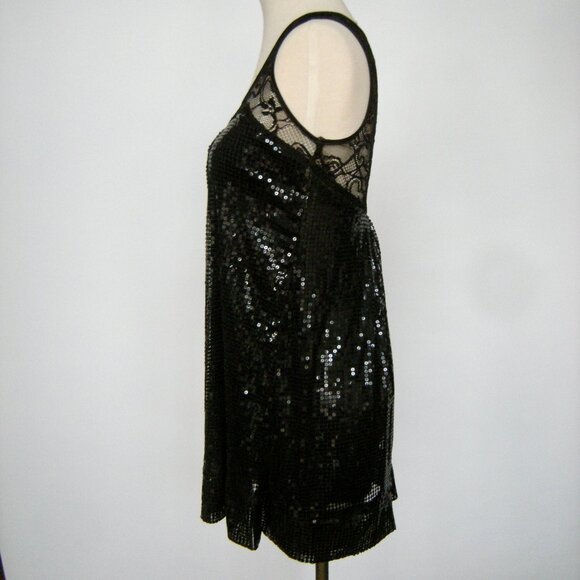 Wildcat CUTE Black Sequined and Lace Y2K Baby Doll Mini Dress/Tunic - S - Picture 8 of 9